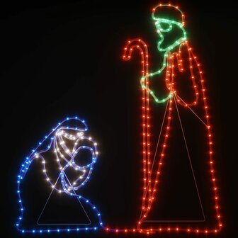 Kerstfiguren Jozef en Maria met 264 LED&amp;apos;s 40x55 en 38x100 cm 3