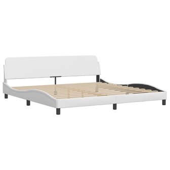 Bed met matras kunstleer wit 200x200 cm 4