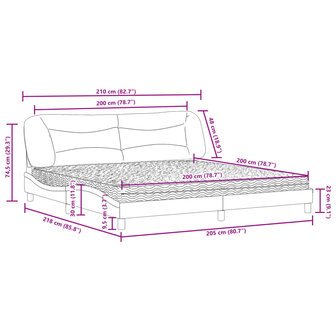 Bed met matras kunstleer wit en zwart 200x200 cm 12