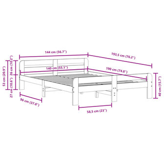 Bed met matras massief grenenhout wasbruin 140x190 cm 9