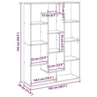 Boekenkast 102x29x143 cm bewerkt hout wit 11