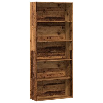 Boekenkast 80x30x189 cm bewerkt hout oud houtkleurig 1