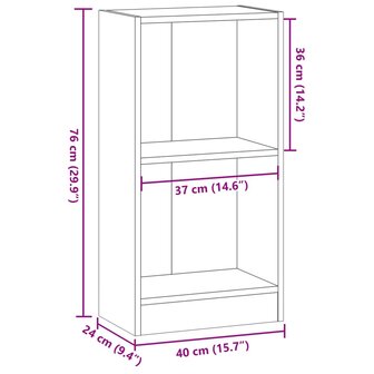 Boekenkast 40x24x76 cm bewerkt hout gerookt eikenkleurig 9