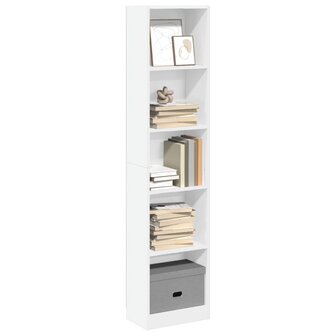 Boekenkast 40x24x176 cm bewerkt hout wit 1