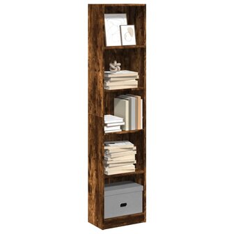 Boekenkast 40x24x176 cm bewerkt hout gerookt eikenkleurig 1