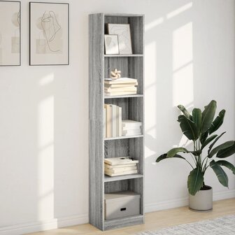 Boekenkast 40x24x176 cm bewerkt hout grijs sonoma eikenkleurig 3