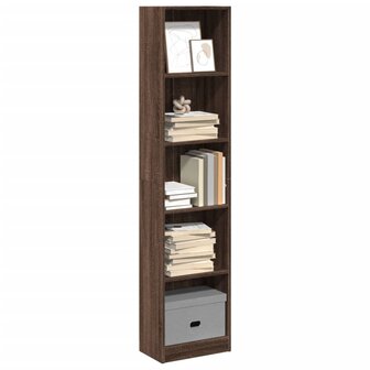 Boekenkast 40x24x176 cm bewerkt hout bruin eikenkleurig 1