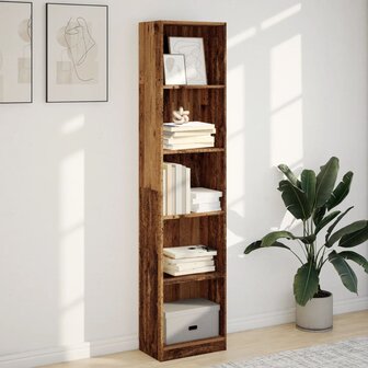 Boekenkast 40x24x176 cm bewerkt hout oud houtkleurig 3