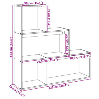 Kamerscherm / boekenkast 3-laags 123x29x123 cm bewerkt hout wit 11