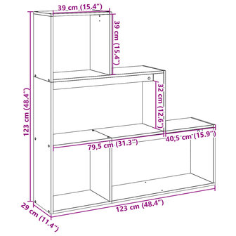 Kamerscherm / boekenkast 123x29x123 cm hout sonoma eiken 11