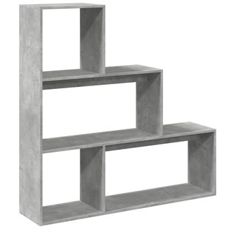 Kamerscherm / boekenkast 3-laags 123x29x123 cm hout betongrijs 2