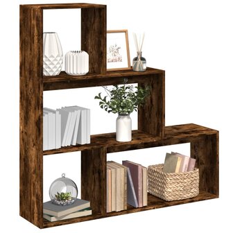 Kamerscherm / boekenkast 123x29x123 cm hout gerookt eiken 1