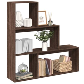 Kamerscherm / boekenkast 3-laags 123x29x123 cm hout bruin eiken 1