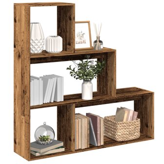 Kamerscherm / boekenkast 3-laags 123x29x123 cm hout oud hout 1