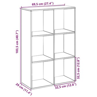 Kamerscherm / boekenkast 69,5x29x103,5 cm bewerkt hout wit 11