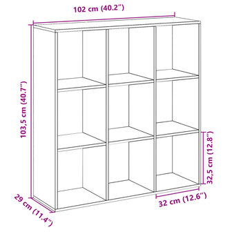 Kamerscherm / boekenkast 102x29x103,5 cm hout betongrijs 11