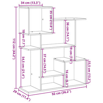 Kamerscherm / boekenkast 92x29x112 cm bewerkt hout wit 11