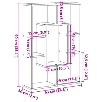 Boekenkast 63x20x90 cm bewerkt hout wit 11