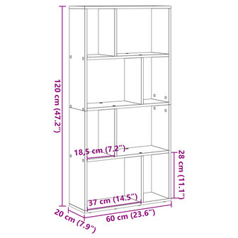 Boekenkast 60x20x120 cm bewerkt hout wit 11