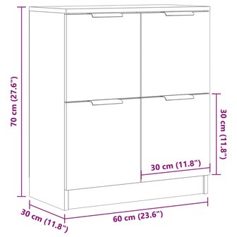 Dressoir 60x30x70 cm bewerkt hout oud houtkleurig 10