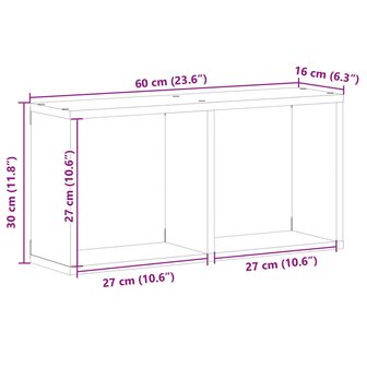 Wandkast 60x16x30 cm bewerkt hout wit 9