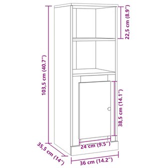 Hoge kast 36x35,5x103,5 cm bewerkt hout oud houtkleurig 10