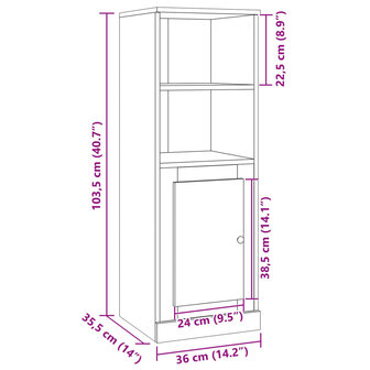 Hoge kast 36x35,5x103,5 cm bewerkt hout artisanaal eikenkleurig 10