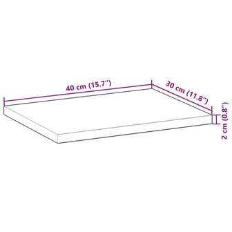 Tafelblad rechthoekig 40x30x2 cm massief acaciahout 9