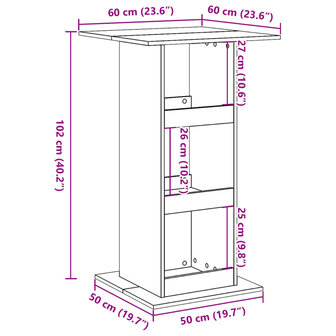 Bartafel met opbergruimte 60x60x102 cm bewerkt hout zwart 9