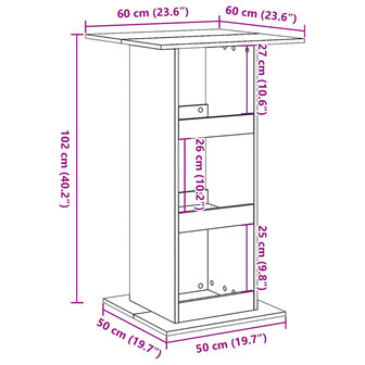 Bartafel met opbergruimte 60x60x102 cm hout artisanaal eiken 9