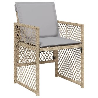 Tuinstoelen 4 st met kussens poly rattan gemengd beige 4