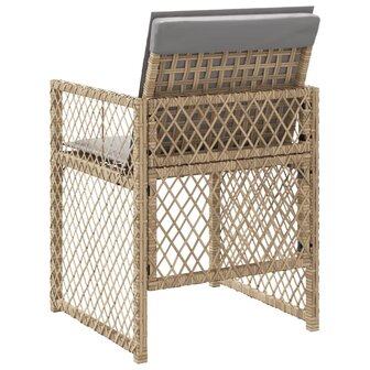 Tuinstoelen 4 st met kussens poly rattan gemengd beige 7