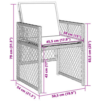 Tuinstoelen 4 st met kussens poly rattan gemengd beige 11