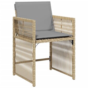 Tuinstoelen 4 st met kussens poly rattan gemengd beige 4