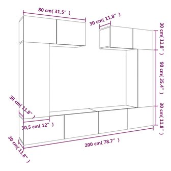 6-delige Tv-meubelset bewerkt hout zwart 9