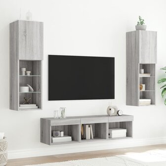 5-delige Tv-wandmeubelset met LED grijs sonoma eikenkleurig 3