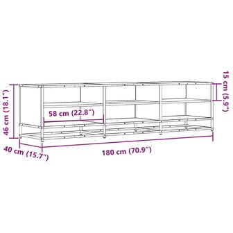 Tv-meubel 180x40x46 cm bewerkt hout zwart 9