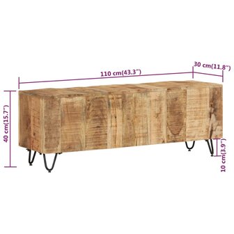 Tv-meubel 110x30x40 cm massief mangohout 7