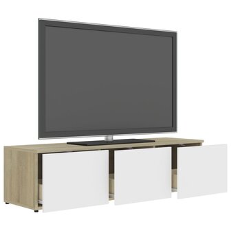 Tv-meubel 120x34x30 cm bewerkt hout wit en sonoma eikenkleurig 7