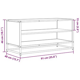 Tv-meubel 91x40x46 cm bewerkt hout metaal sonoma eikenkleurig 9