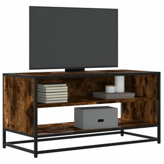 Tv-meubel 91x40x46 cm bewerkt hout metaal gerookt eikenkleurig 1