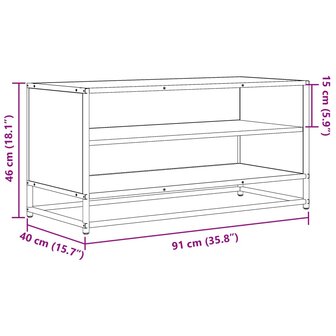 Tv-meubel 91x40x46 cm bewerkt hout metaal gerookt eikenkleurig 9