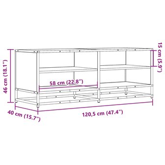 Tv-meubel 120,5x40x46 cm bewerkt hout metaal gerookt eikenkleur 9