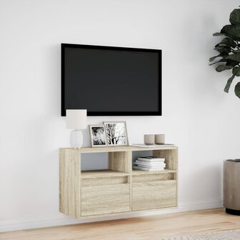 Tv-wandmeubel met LED-verlichting 80x31x45 cm sonoma eikenkleur 4