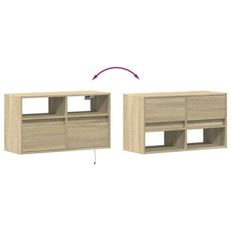 Tv-wandmeubel met LED-verlichting 80x31x45 cm sonoma eikenkleur 10