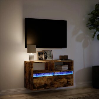 Tv-wandmeubel met LED-verlichting 80x31x45 cm gerookt eiken 5