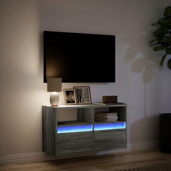 Tv-wandmeubel met LED 80x31x45 cm grijs sonoma eikenkleurig 5