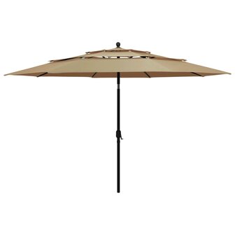 Parasol 3-laags met aluminium paal 3,5 m taupe 1