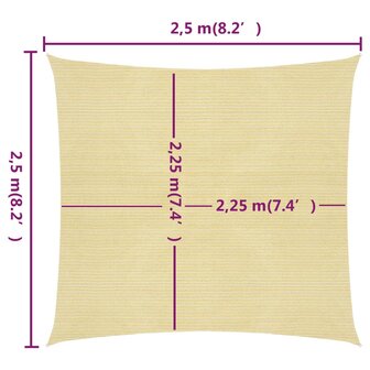 Zonnezeil 160 g/m&sup2; 2,5x2,5 m HDPE beige 6