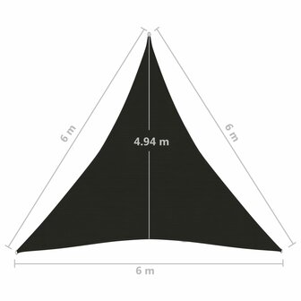 Zonnezeil 160 g/m&sup2; 6x6x6 m HDPE zwart 6